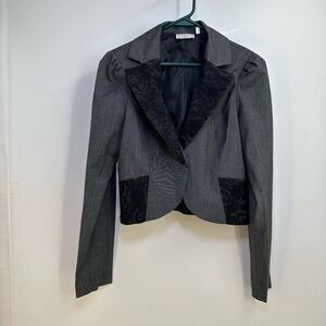 Soulmates Size L Gray One Button  Goth Crop Fitted  Blazer Jacket